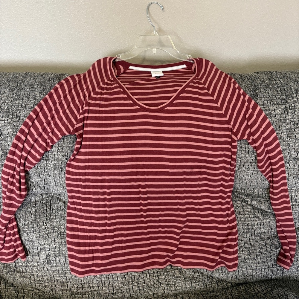 CAbi Red and White Fitted Long Sleeve Hoodie